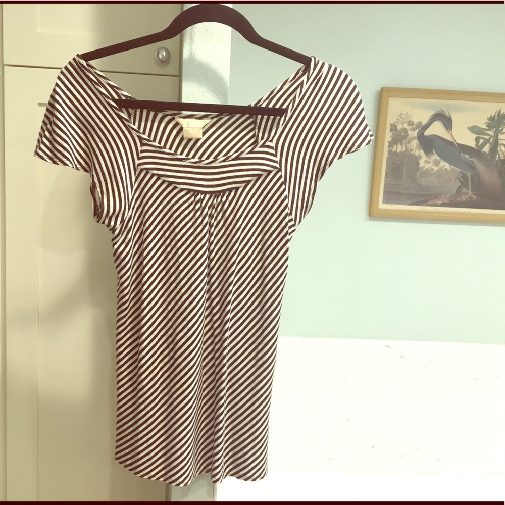 MICHAEL KORS Striped Flutter Sleeve Shirt Pre❤️